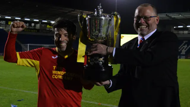 Kem Izzet and Mark Morsley with the Suffolk Premier Cup