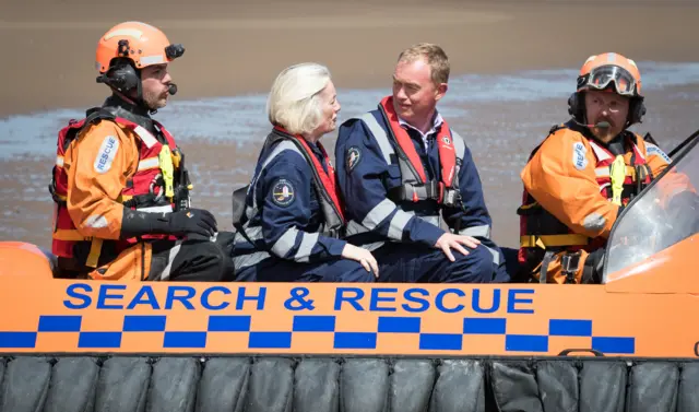 Tim Farron in a Hovercraft