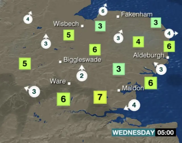 Weather graphic for Wednesday 05:00