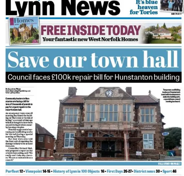 Front page of the Lynn News