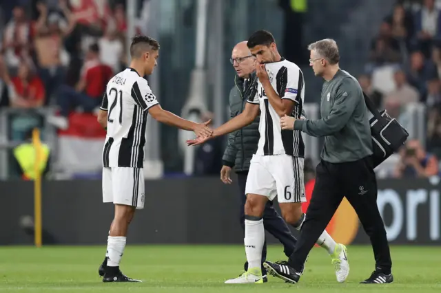 Khedira of Juventus goes off injured