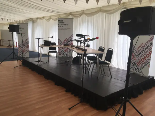 Debating table set up at Bedford Rugby