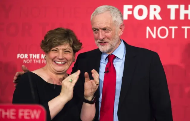 Jeremy Corbyn (R) with Emily Thornberry in Basildon, 1 June