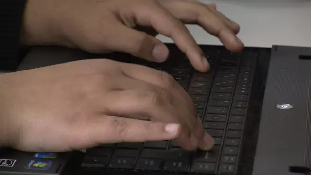 Childs' hands typing