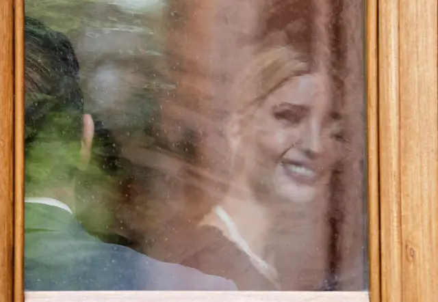 Ivanka Trump, daughter of the US President, smiles during a meeting at the Saint Egidio Christian community in Rome, Italy