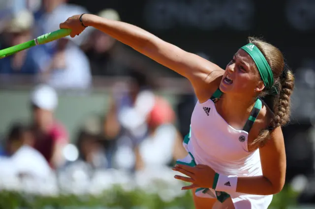 Jelena Ostapenko serves