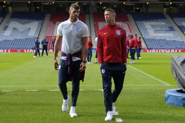 England goalkeeper Fraser Forster and defender Gary Cahill