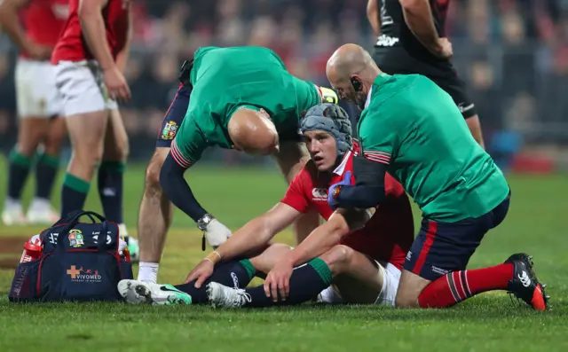 Jonathan Davies receives treatment