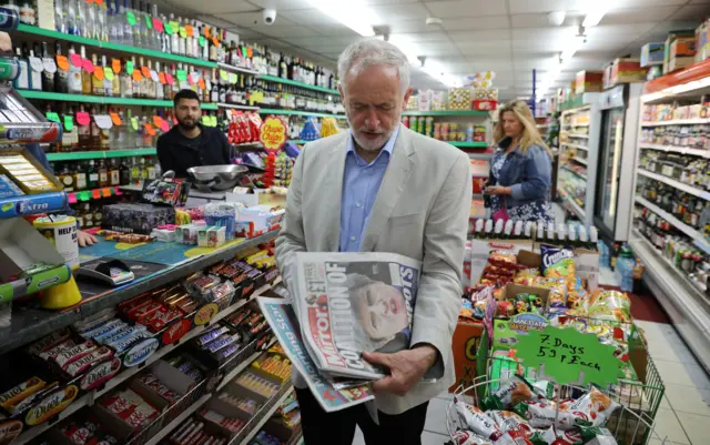 Jeremy Corbyn in a shop