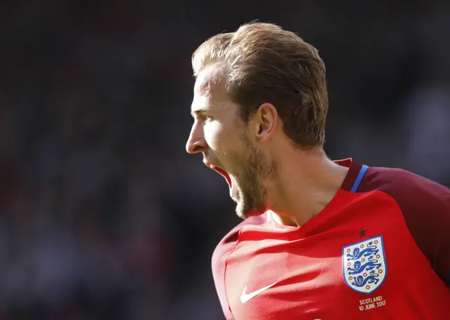 England striker Harry Kane celebrates his late equaliser