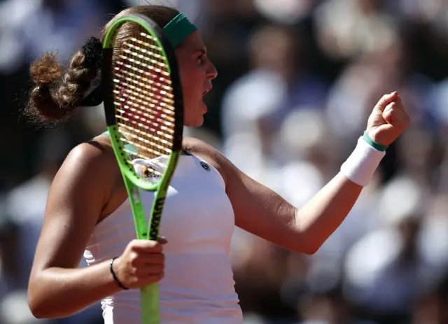 Jelena Ostapenko celebrates