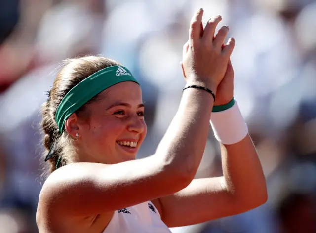 Jelena Ostapenko of Latvia celebrates