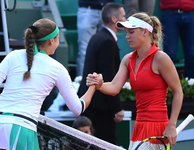 Caroline Wozniacki and Jelena Ostapenko