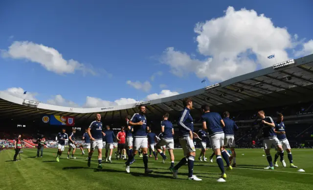 Scotland players at Hampden