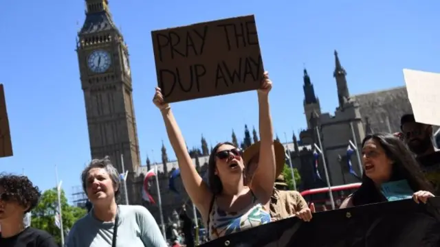 Protesters outside Parliament