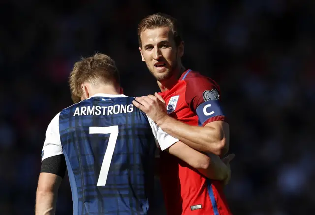 Scotland's Stuart Armstrong and England striker Harry Kane