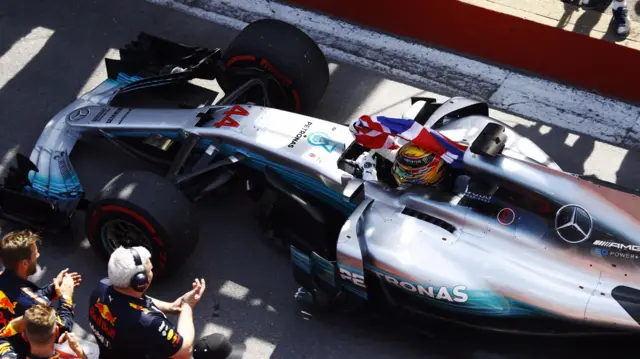 Lewis Hamilton celebrates