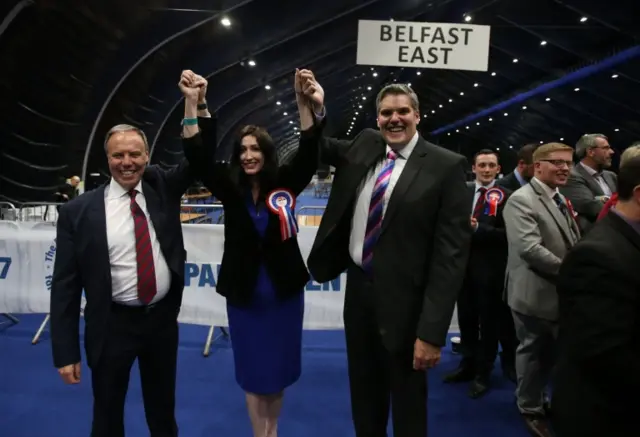 DUP MPs Nigel Doods, Emma Little Pengelly and Gavin Robinson