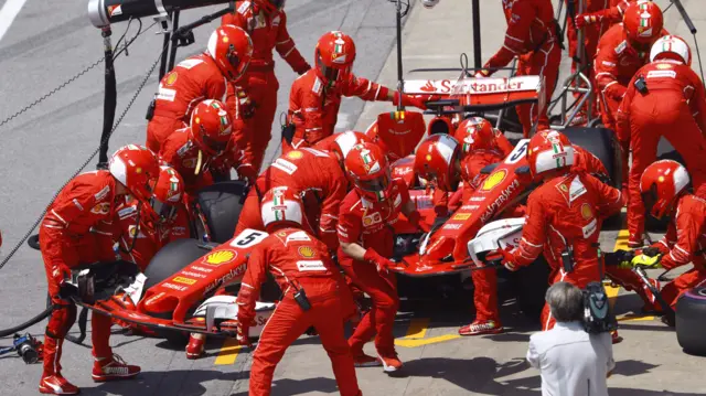 Sebastian Vettel pits