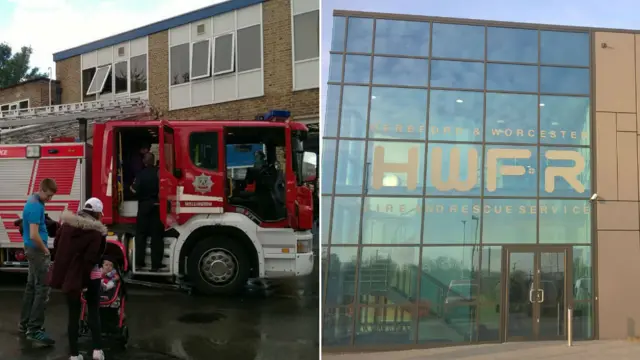 Shropshire fire engine and Herefordshire and Worcestershire fire station