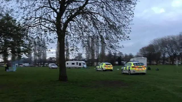 Police and caravans on park