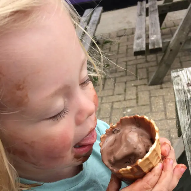 Matilda with an ice cream