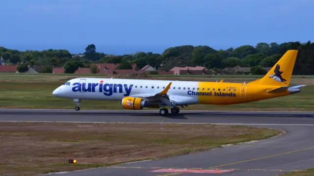 Aurigny Embraer jet lands in Guernsey