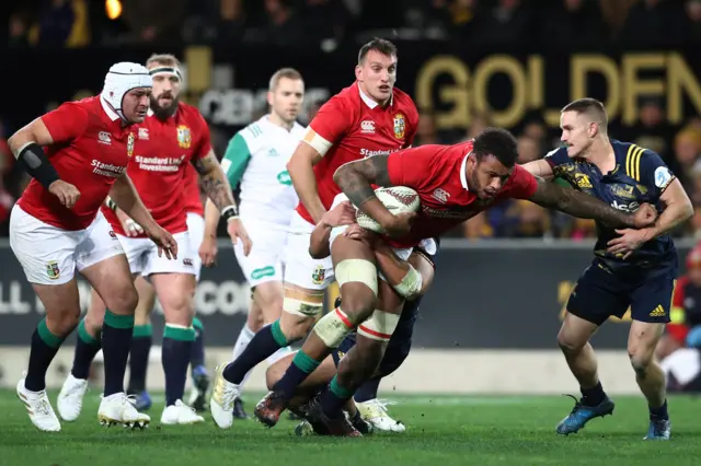 Courtney Lawes of the Lions charges upfield