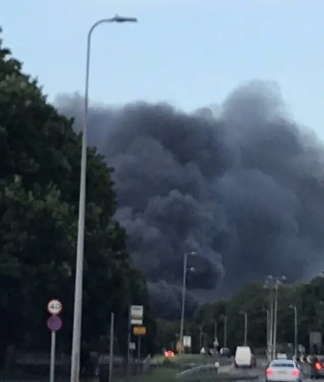 Plume of smoke over Stevenage