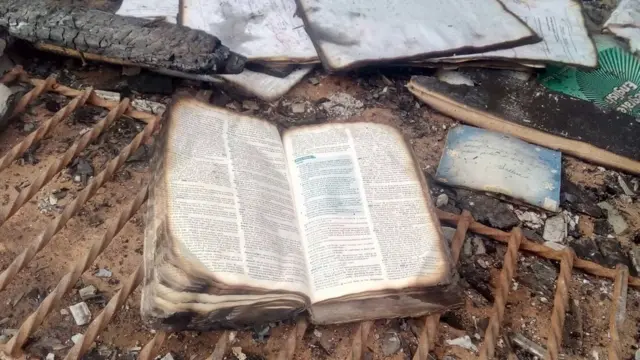 Burnt school book