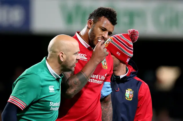 Courtney Lawes of the Lions leaves the field