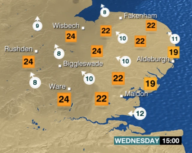 Wednesday's weather map