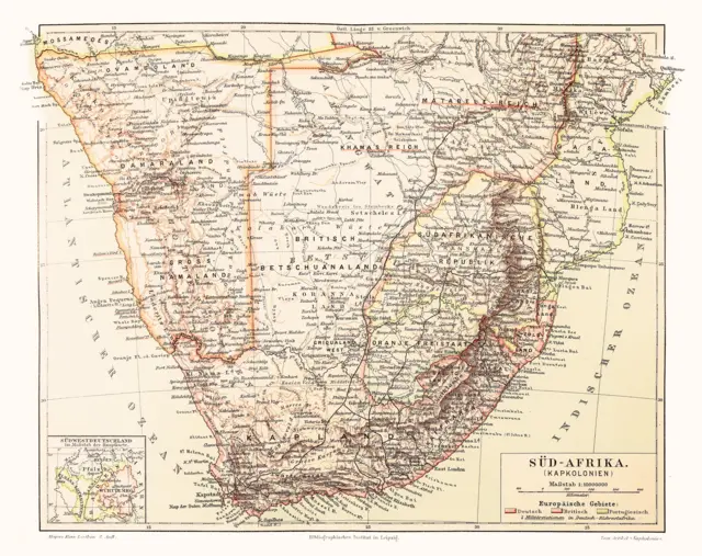 Old map of South Africa