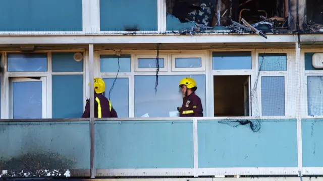 A picture taken on July 4, 2009 shows the aftermath of a fire at Lakanal House in Camberwell, south London.