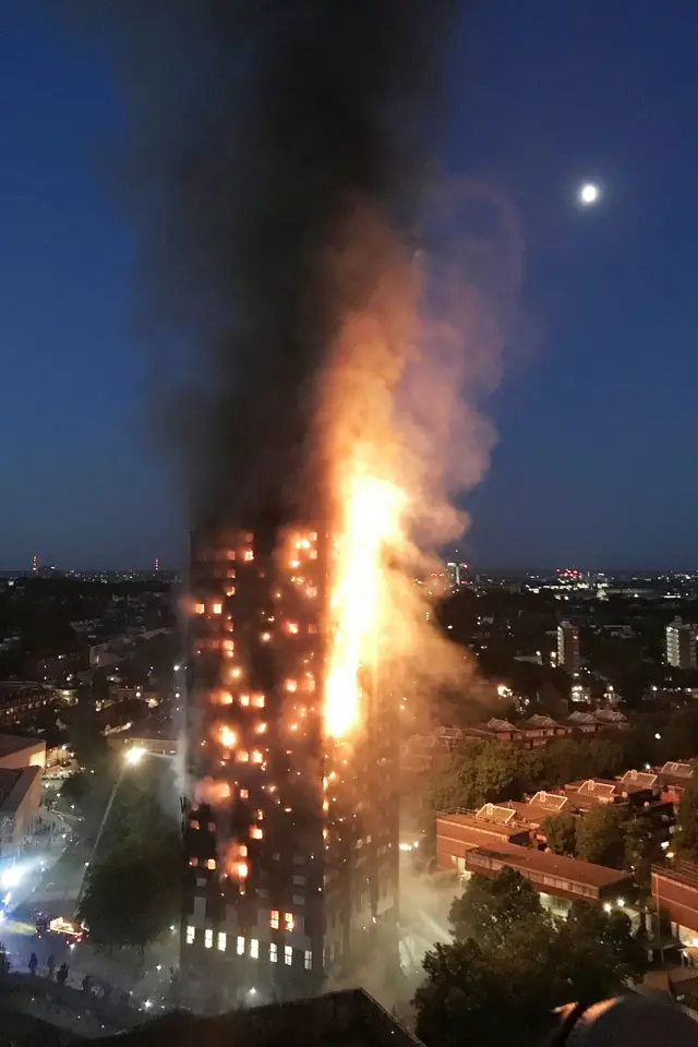 Burning tower block