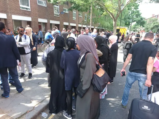 People standing around in the street