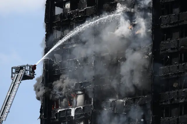 Firefighters tackling Grenfell Tower