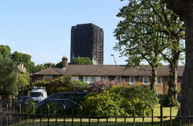 Grenfell Tower in west London after a fire engulfed the 24-storey building