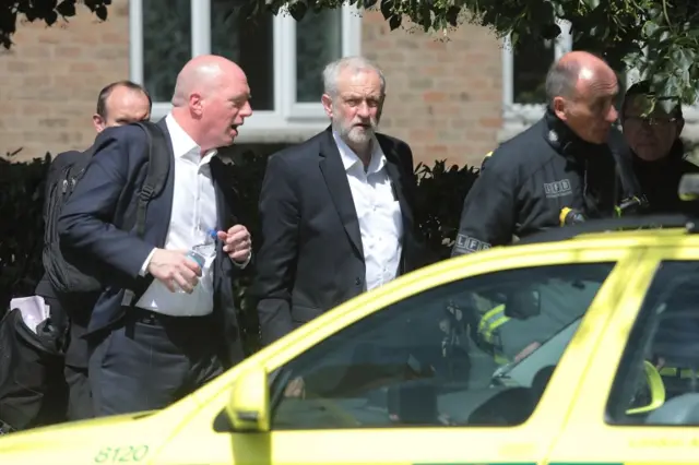 Labour leader Jeremy Corbyn visits the scene of the Grenfell Tower fire, on June 15, 2017