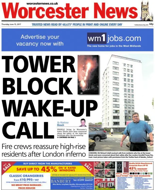 Worcester News front page