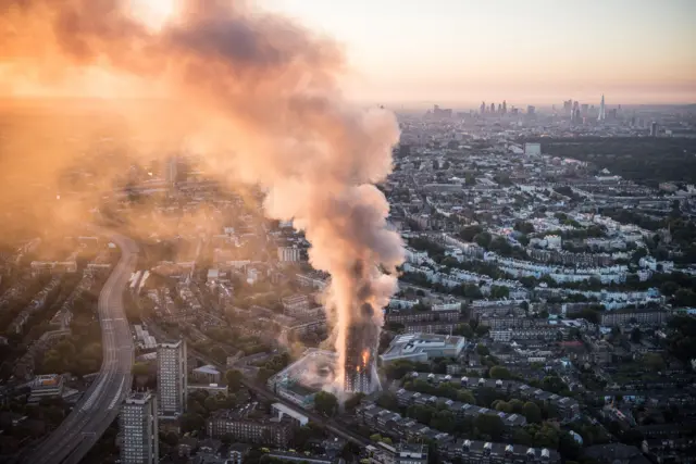 Aerial view of Grenfell Tower