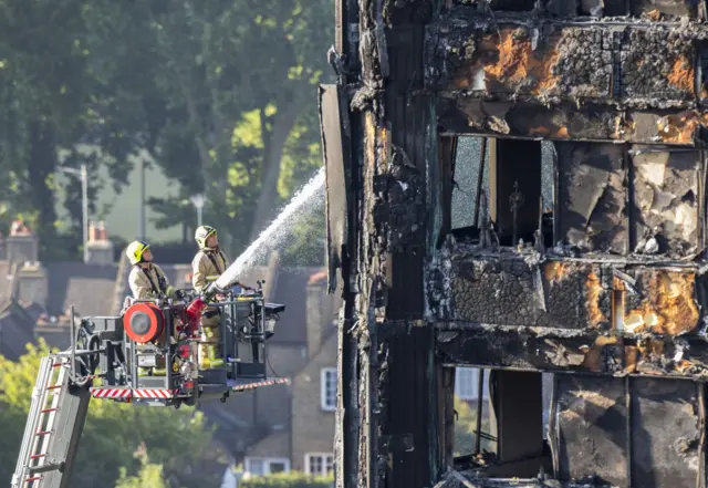 Firefighters at Grenfell Tower