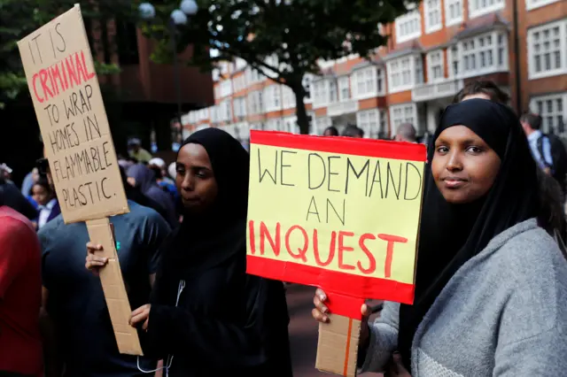 Protesters at Kensington Town Hall