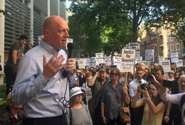 Fire Brigades Union general secretary Matt Wrack has been addressing a protest in Westminster