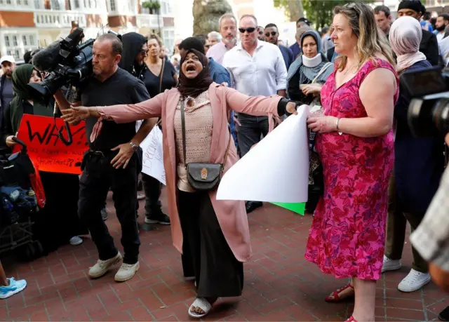 A woman protesting