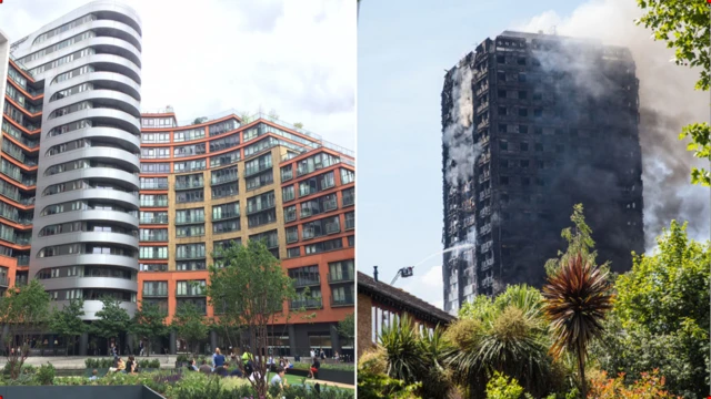 Photos of two tower blocks