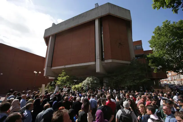 Protesters at Kensington Town Hall