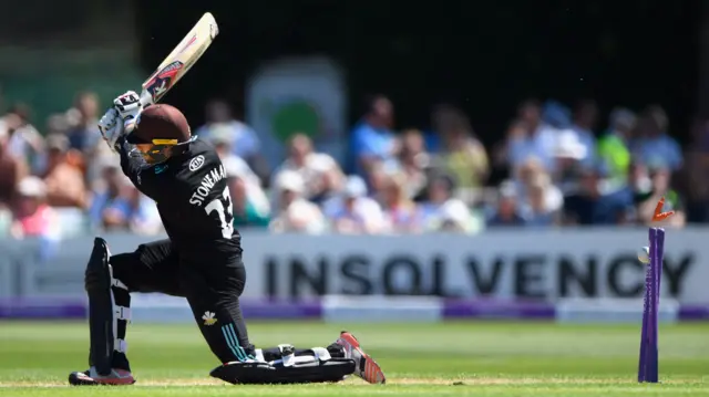 Mark Stoneman is bowled by Moeen Ali