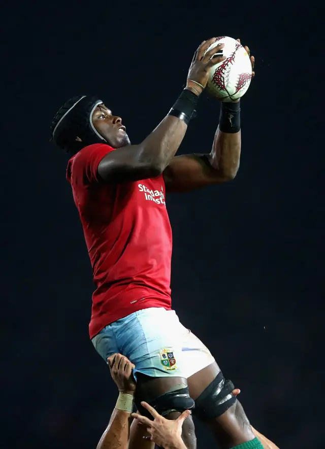 Maro Itoje of the Lions catches the ball