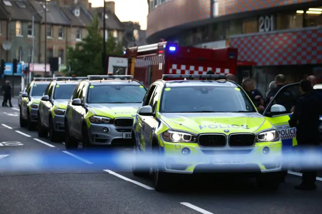 Police cars at the scene